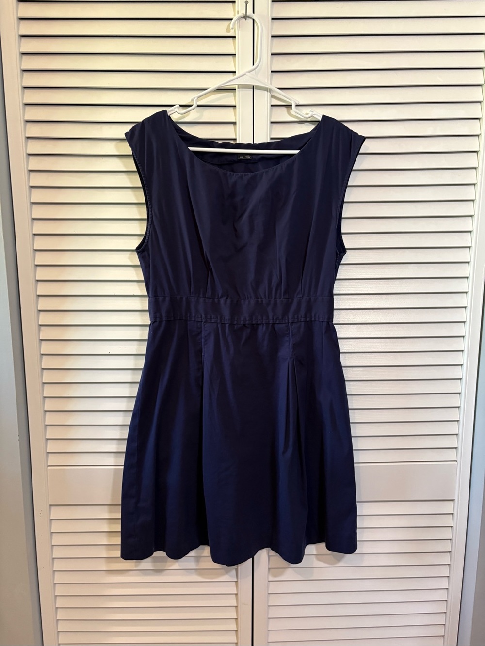 Theory Classic Navy Sleeveless Fit & Flare Dress Women’s Size 10 Boatneck Villy